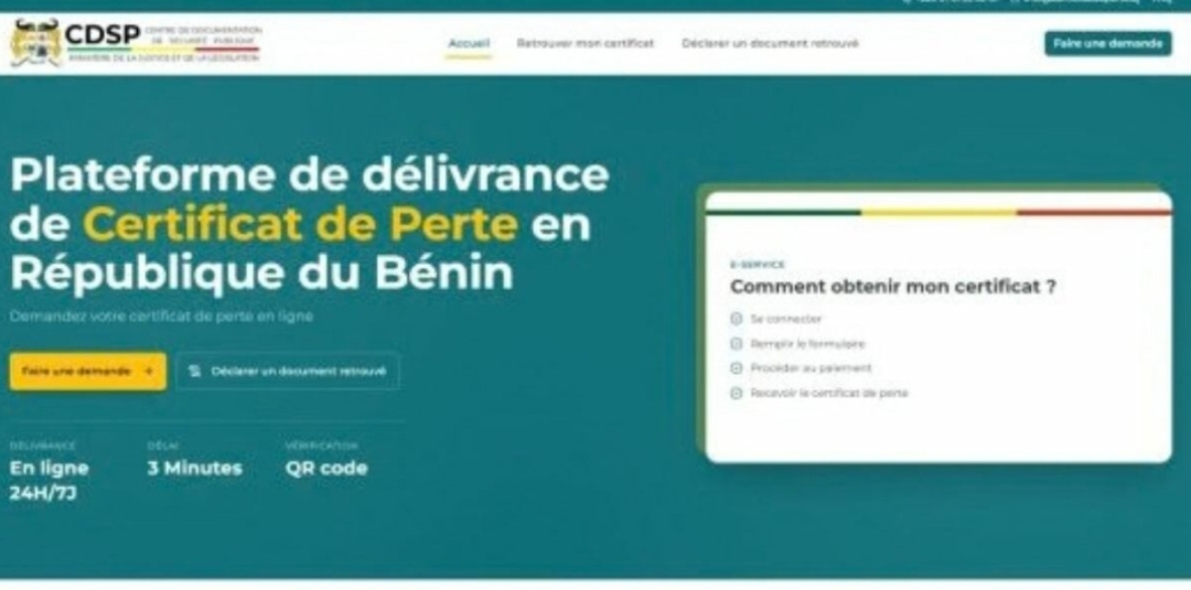 Bénin : le certificat de perte entre dans l’ère du 100 % numérique